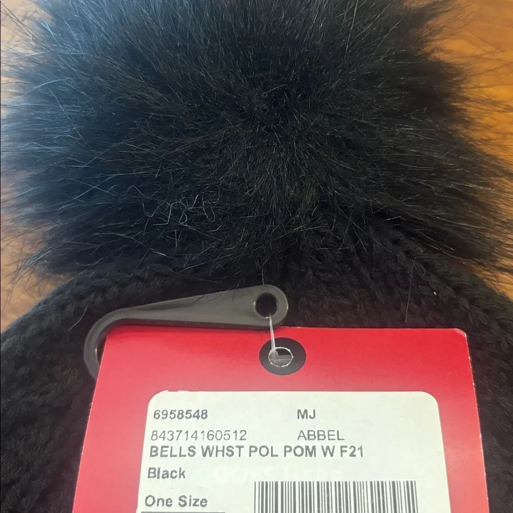 NWT New Moosejaw Black Bells Whistles Pom Beanie Hat One Size